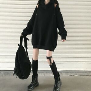 Black Long Sleeve Punk Hoodies & Sweatshirts for Women for sale | eBay