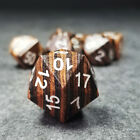 Sage’s Trees - Brown/Chestnut Technical Wood Wht Ink Polyhedral Dice Set | DnD 