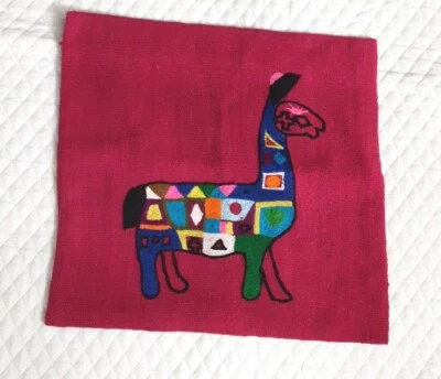 Embroidered Llama Throw Pillow Cover Fuchsia Pink 16 X 15  - Image 1 of 4