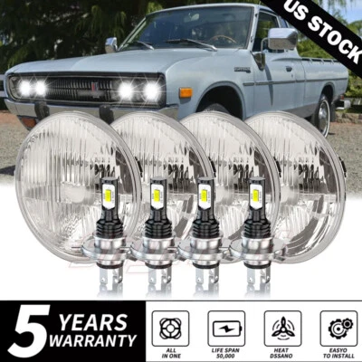 4PC 5 3/4" 5.75 INCH Round LED Headlights HI/LO-Beam fit Datsun 620 Pickup 72-74 - Imagem 1 de 4