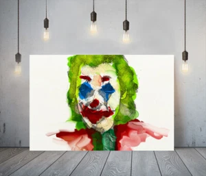 JOAQUIN JOKER 3-DEEP FRAMED CANVAS WALL SKETCH ART PICTURE PAPER PRINT-GREEN RED - Picture 1 of 17