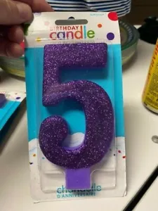 Amscan Purple Glitter Birthday Candle Number 5 New!!! - Picture 1 of 1