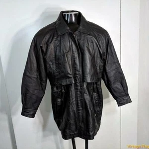 WILDA weiche LEDERJACKE Damen Größe M medium schwarz isoliert Reißverschluss - Bild 1 von 6