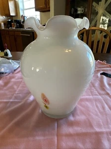 Vintage Lavoriazione Murano Art Glass White Swirl Vase 10.5” - Picture 1 of 6