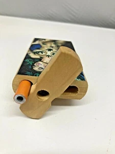PIPE 2” METAL ONE HITTER TOBACCO SMOKING STASH BOWL USA 3" WOODEN BOX SET DUGOUT - Picture 1 of 12