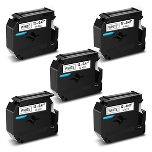 5 PK 12mm Black on White Label Tape M231 MK231 M-K231 For Brother P-touch PT-110 - Picture 1 of 12