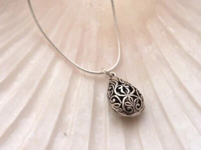 Silver Filigree Teardrop Pendant Necklace, 17" Snake Chain/18" Leather Cord - Image 1 of 4