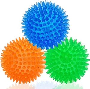 Squeaky Dog Balls 3 Pack Small Medium Puppy Toys Rubber Teething Chew Ball - Picture 1 of 6