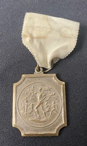 Antique Square Metal Medal Medallion Pendant Fob Track & Field Runner Vintage - Picture 1 of 5