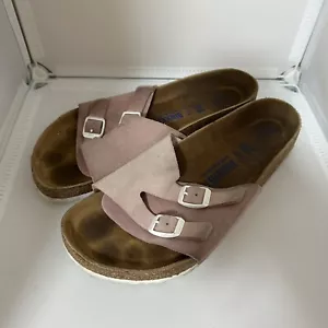 Birkenstock Zurich Strap Genuine Suede Womens Slides Sandal Pink Sz 40 9 - Picture 1 of 12