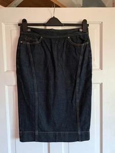 M&S AUTOGRAPH Dark Indigo Denim Pencil Skirt Size 10 - Picture 1 of 7