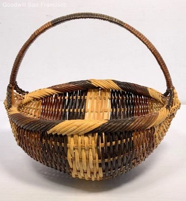 Cesta de recolección de huevos de mimbre tejida a mano vintage estilo Amish Foto 1 de 4