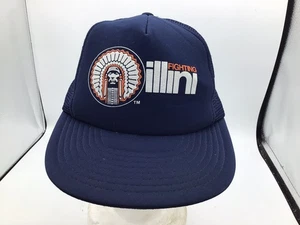 Vintage U of Illinois Fighting Illini blau Trucker Snapback Mütze Chief N2 - Bild 1 von 4