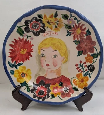 Anthropologie NATHALIE LETE Francophile 10" Porcelain Dinner Plate - Bonjour NWT - Image 1 of 2