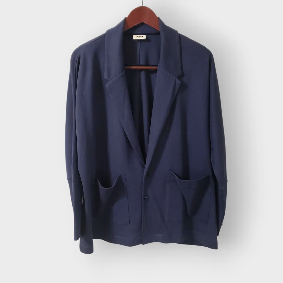 Blazer avión de algodón orgánico Pact para mujer azul marino talla XL carrera minimalista Foto 1 de 4