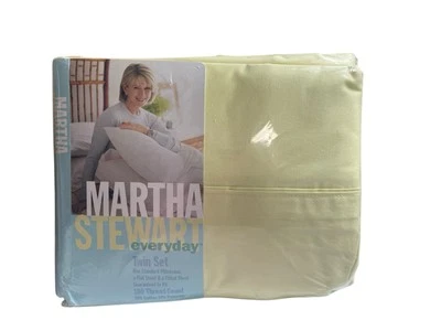 Vintage Martha Stewart Twin Sheet Set 3pc Premium 180TC Lemonade Yellow 1998 New - Image 1 of 4