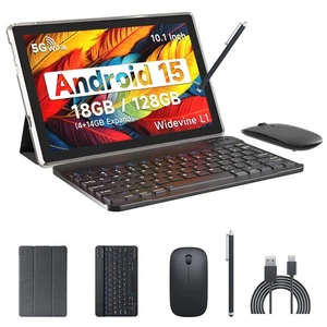 Android 15 Tablet, 10 Zoll 18GB RAM + 128GB ROM / 2TB Erweiterbar Tablet, 2,0GHz... - Bild 1 von 9