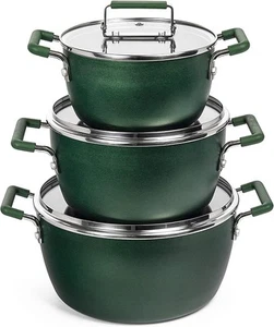 Granitestone 6 Pc Stackable Pot Set, Non Stick Pots with Lids - Blue - Picture 1 of 7