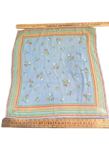 Vintage Blumen Quadrat Schal blau leicht Boho Hippie Bandana Halstuch - Bild 1 von 4