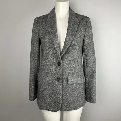 J.CREW Women's Sommerset Blazer Graphite English Wool Herringbone K0030 Size 0 - Image 1 of 4