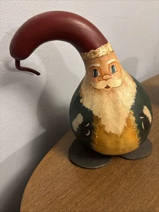Vintage Weihnachtsmann handbemalt Kürbis 9 1/2" Weihnachten Volkskunst - Bild 1 von 5
