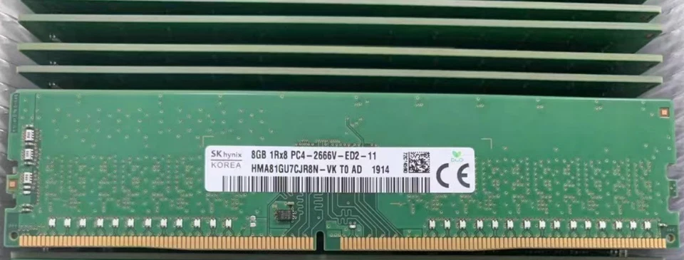 SK Hynix 8GB DDR4 2666 ECC UDIMM RAM 1Rx8 PC4-21300 288p for HP DELL Lenovo Acer - Image 1 of 1