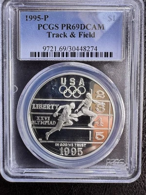 1995-P Olympics Paralympics 90% Silver Dollar Proof PCGS PR69 DCAM $1 Philly - Image 1 of 4