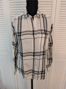 Abercrombie & Fitch Button Down Hemd Damen S schwarz weiß kariert Cozy Core Cabin - Bild 1 von 13