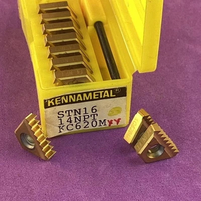 10pc  KENNAMETAL   STN16 14NPT Carbide Thread Mill Inserts; KC620M🎯Machinist - Image 1 of 2