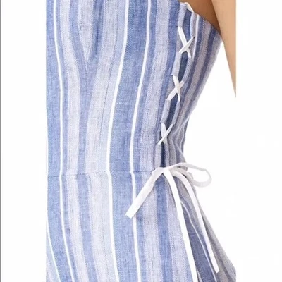 Mono Club Monaco Allentin Mezcla de Lino Sin Tirantes Pierna Ancha Talla 2 Foto 1 de 4