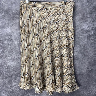 Jones New York Silk A-Line Skirt Size 14 Retro Wavy Lines Abstract Print Funky - Image 1 of 4
