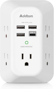 Cargador de Pared USB Protector Sobretensión 5 Tomas 4 Puertos USB Regleta 1800J - Imagen 1 de 9