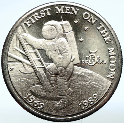 1989 MARSHALL ISLANDS Apollo 11 MEN on the MOON 20 YRS Old 5 Dollars Coin i99857 Cover