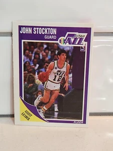 1989-90 FLEER #156 JOHN STOCKTON UTAH JAZZ HOF Assists Leader - Picture 1 of 2