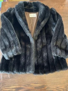 VINTAGE Saxton Hall Made in USA Faux Fur Coat Womens Size L - Picture 1 of 9