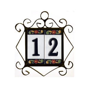 15 x 7.5 cm Spanish hand-painted Pepper Ceramic Numbers tiles - Picture 1 of 26
