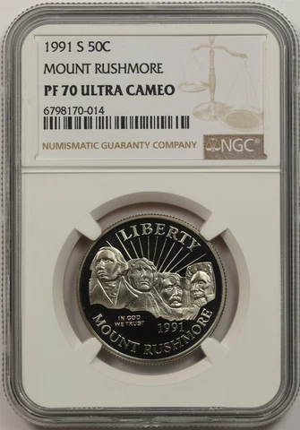 1991-S Mount Rushmore 50C NGC PF 69 UCAM Modern Commemorative Half Dollar Cover