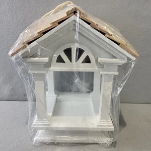 SPI Home Vogelfutterhaus zum Aufhängen Holz Weiß Natur Neu - Bild 1 von 12