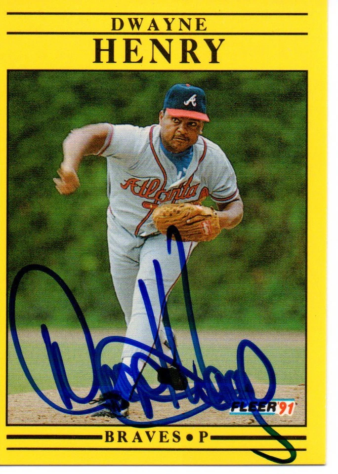 Dwayne Henry Atlanta Braves 1991 Fleer Signed Card - Image 1 of 1