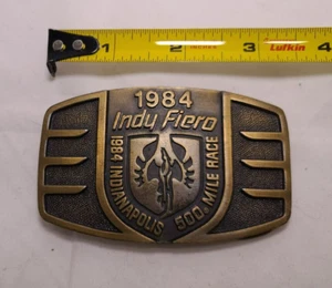 68 Indy 500 Indianapolis Motor Speedway 1984 Belt Buckle Pontiac Fiero Pace Car - Picture 1 of 2
