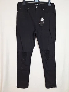 Boohoo ladies size 18 Ripped knee stretch skinny jeans black casual trousers new - Picture 1 of 9