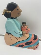 Wood Southwest Style Native Indian Storyteller Lady Publo Papoose Rocking Baby