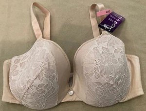Just my size bra 40D womens beige Lace nwt Lightweight Curve Enhancing Plunge - Picture 1 of 4