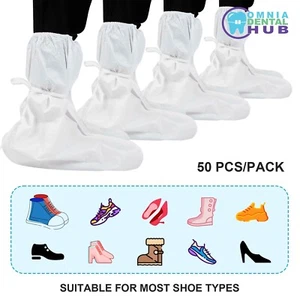 2 Stück (1 Paar) medizinische Qualität rutschfeste PP + PE hohe Knie Schuhüberzieher rutschfest - Bild 1 von 6