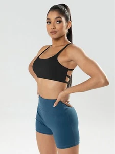 Strappy Sports Bra Women Criss Cross Back Padded Wireless Gym Top - Picture 1 of 11