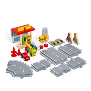 Paquete de accesorios de carretera de madera Bigjigs Rail, juegos de tren para niños - 54 piezas - Imagen 1 de 12