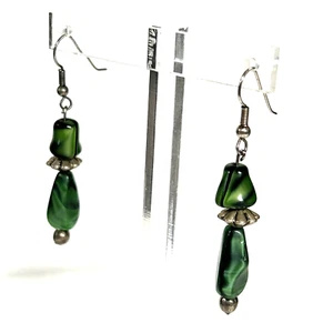 Green Beaded Artisan Earrings - Picture 1 of 24
