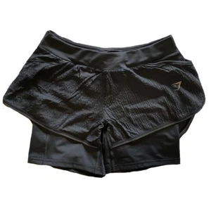Gymshark Ladies Running Shorts 2 In 1 Black Speed Gym Sports Training Pants New - Picture 1 of 3