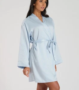 Loungeable Bridesmaid Embroidered Satin Robe   Sizes: S M L XL Colour: Blue - Picture 1 of 4