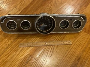 1965 66 FORD MUSTANG DASHBOARD INSTRUMENT CLUSTER C6ZF-10843 FUEL OIL SPEED AMP - Bild 1 von 6